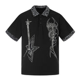 Omirad “Leopard Collar Graphic Polo Tee”