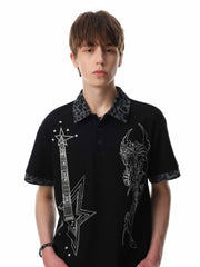 Omirad “Leopard Collar Graphic Polo Tee”