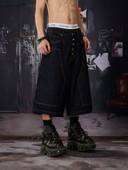 NOMANIAI 3D-cut loose straight-leg cropped jeans.