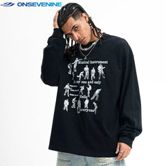 ONSEVENINE Original Fashion Brand Small Neckline 260g Heavy Weight Cotton Long Sleeve T-shirt Men's and Women's Autumn Backing Shirt China-Chic