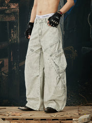 NOMANIAI Distressed Wide-Leg Jeans – Versatile Street Style.