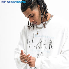 ONSEVENINE Original Fashion Brand Small Neckline 260g Heavy Weight Cotton Long Sleeve T-shirt Men's and Women's Autumn Backing Shirt China-Chic