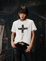 NOMANIAI Street-style printed casual pure cotton T-shirt.