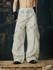 NOMANIAI Distressed Wide-Leg Jeans – Versatile Street Style.