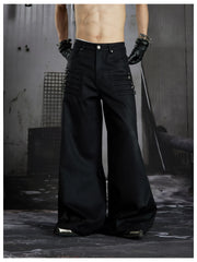 NOMANIAI Paneled Multi-Pocket Cargo Trousers.
