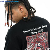 ONS EVENT 300g Heavy Cotton Small Collar American Street Hip Hop Loose Short Sleeve T-shirt for Men Summer
