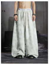 NOMANIAI Y2K Cross-Print Tie-Dye Loose-Fit Casual Pants with Elastic Waist.