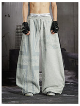 NOMANIAI Distressed Union Jack star-print loose-fit casual sweatpants with an elastic waist.