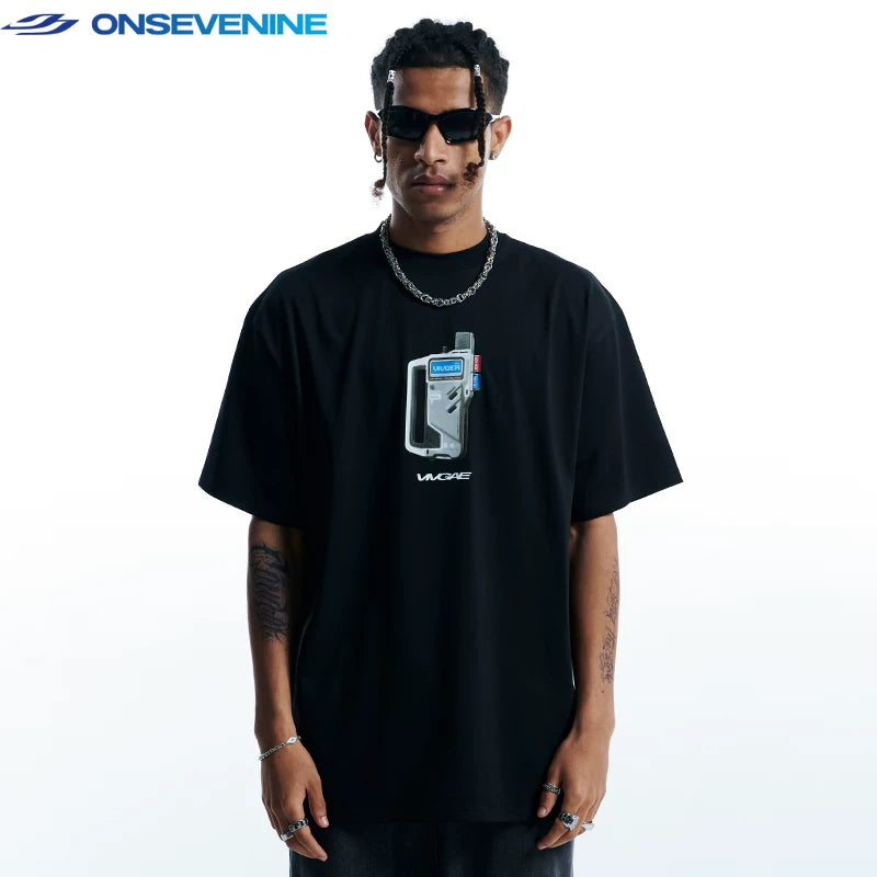 ONS EVENT Heavy Cotton Small Collar 260g Original Trendy Brand Short sleeved T-shirt for Men and Women Summer Loose Couple Wear