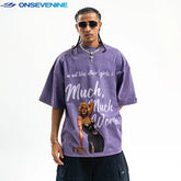 ONS EVENT American street wash vintage heavy weight pure cotton short sleeved T-shirt for men and women, summer unisex fashion brand
