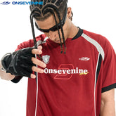 ONSEVENINE Original Fashion Brand American Street Sports Jersey T-shirts for Men and Women Xia Guochao Loose Printing Short Sleeve