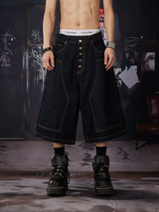 NOMANIAI 3D-cut loose straight-leg cropped jeans.