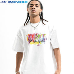 ONSEVENINE Original China-Chic Small Neckline Heavy Weight Cotton 300g Digital Direct Printing Short Sleeve T-shirt Men's Summer