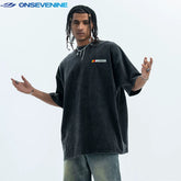 ONS VENINE trendy washed retro vintage vintage vintage American street heavyweight pure cotton loose short sleeved T-shirt for men and women summer