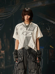 NOMANIAI Loose-fit short-sleeve tee with racing/motorcycle street style