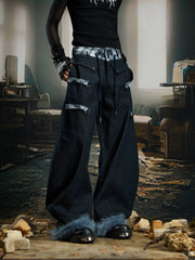 NOMANIAI Original Niche Y2K Plaid Detachable "Scimitar" Jeans.
