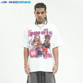 ONSEVENINE American short sleeve T-shirt Men's Summer New Heavy Weight Cotton 300g Small Neckline Loose Hip Hop China-Chic