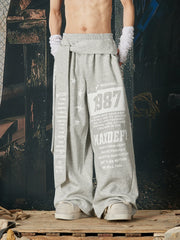 NOMANIAI Printed Drawstring Elastic-Waist Loose Casual Sweatpants.