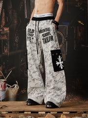NOMANIAI Camo Multi-Pocket Printed Curved-Seam Cargo Pants.