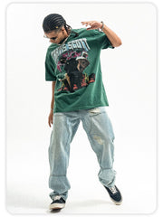 ONSEVENINE Trendy vintage-style washed short-sleeve T-shirt.