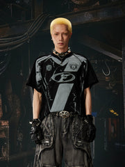 NOMANIAI Loose-fit short-sleeve tee with racing/motorcycle street style