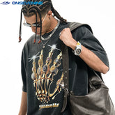 Heavy duty pure cotton retro short sleeved T-shirt 300g washed to make old American street style top