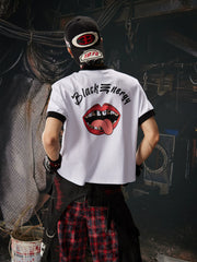 NOMANIAI Fun-print cropped pure cotton short-sleeve T-shirt.