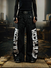 NOMANIAI Coated Loose-Fit Jeans with Large Letter Print.