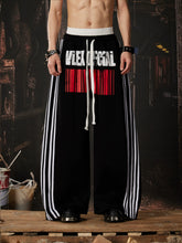 NOMANIAI Casual pants with double-waistband design and five-stripe print.