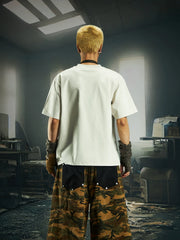 NOMANIAI Retro-print loose-fit casual streetwear T-shirt.