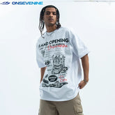 ONSEVENINE American Street 280g Heavy Weight Cotton Small Neckline Fashion Brand Short Sleeve T-shirt Men's Summer China-Chic ins
