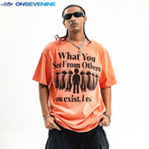 ONSEVENINE American street wash vintage cotton short sleeve T-shirt for men and women in summer neutral style ins China-Chic