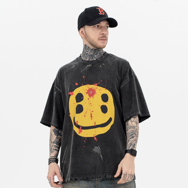 Omirad Distressed Smiley Graphic Tee