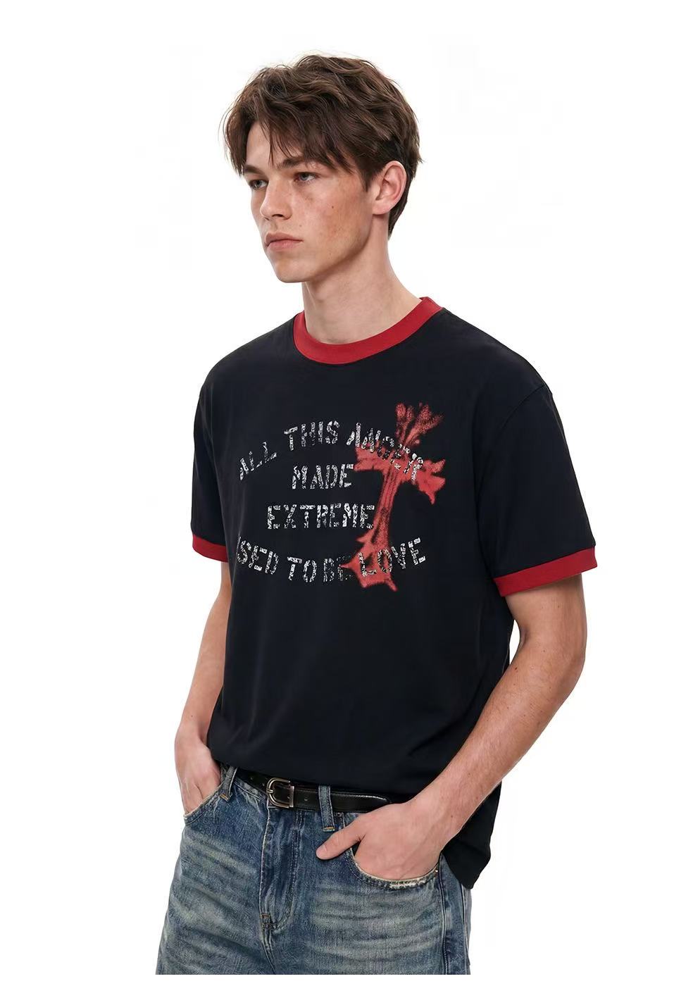 Omirad “Vintage Cross Graphic Ringer Tee”