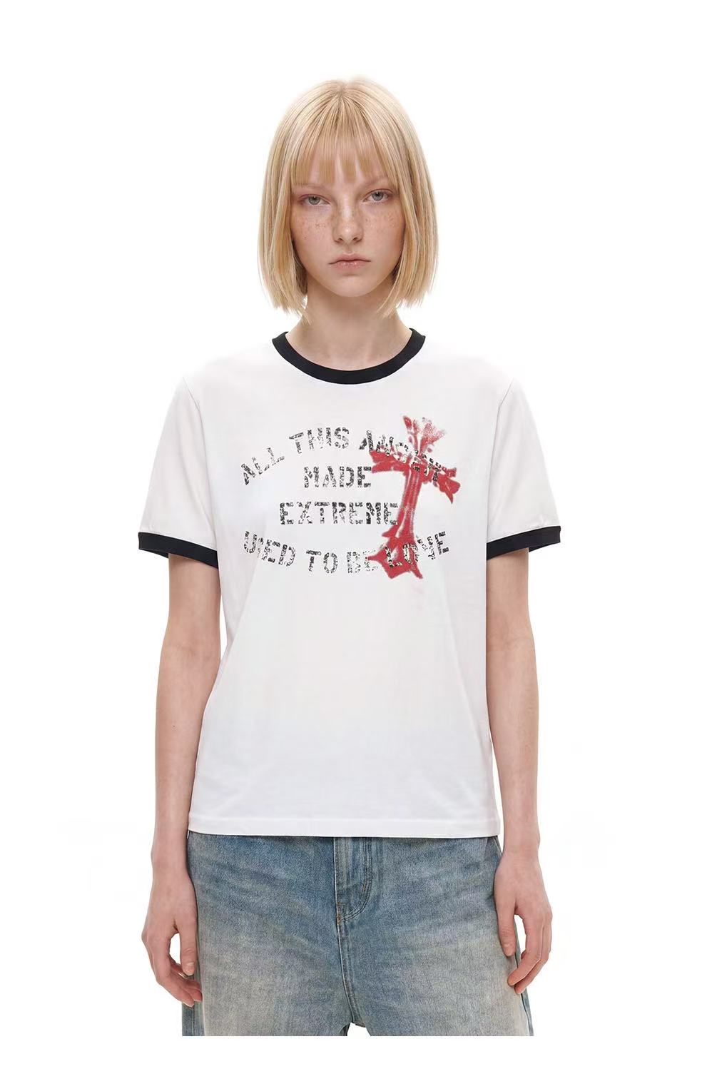 Omirad “Vintage Cross Graphic Ringer Tee”