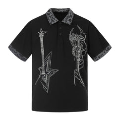 Omirad “Leopard Collar Graphic Polo Tee”