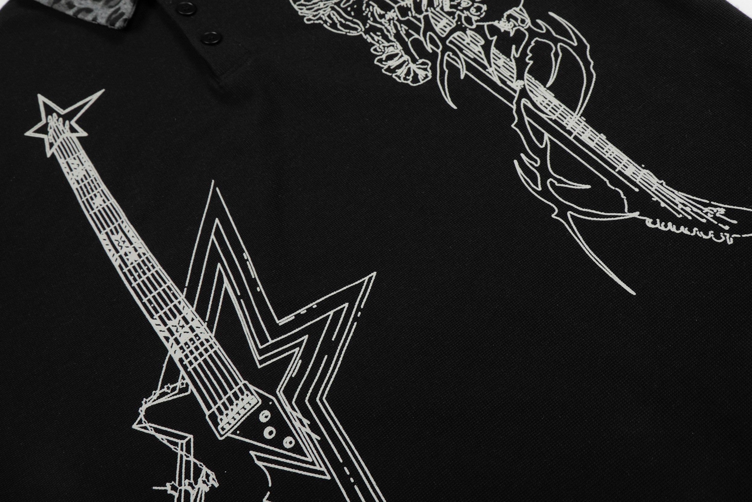 Omirad “Leopard Collar Graphic Polo Tee”