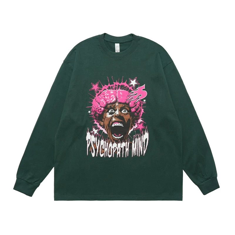 ONS VENINE Trendy American Street Loose Round Neck Cotton Long Sleeve T-shirt for Men and Women Spring and Autumn Base Shirt Ins Trendy