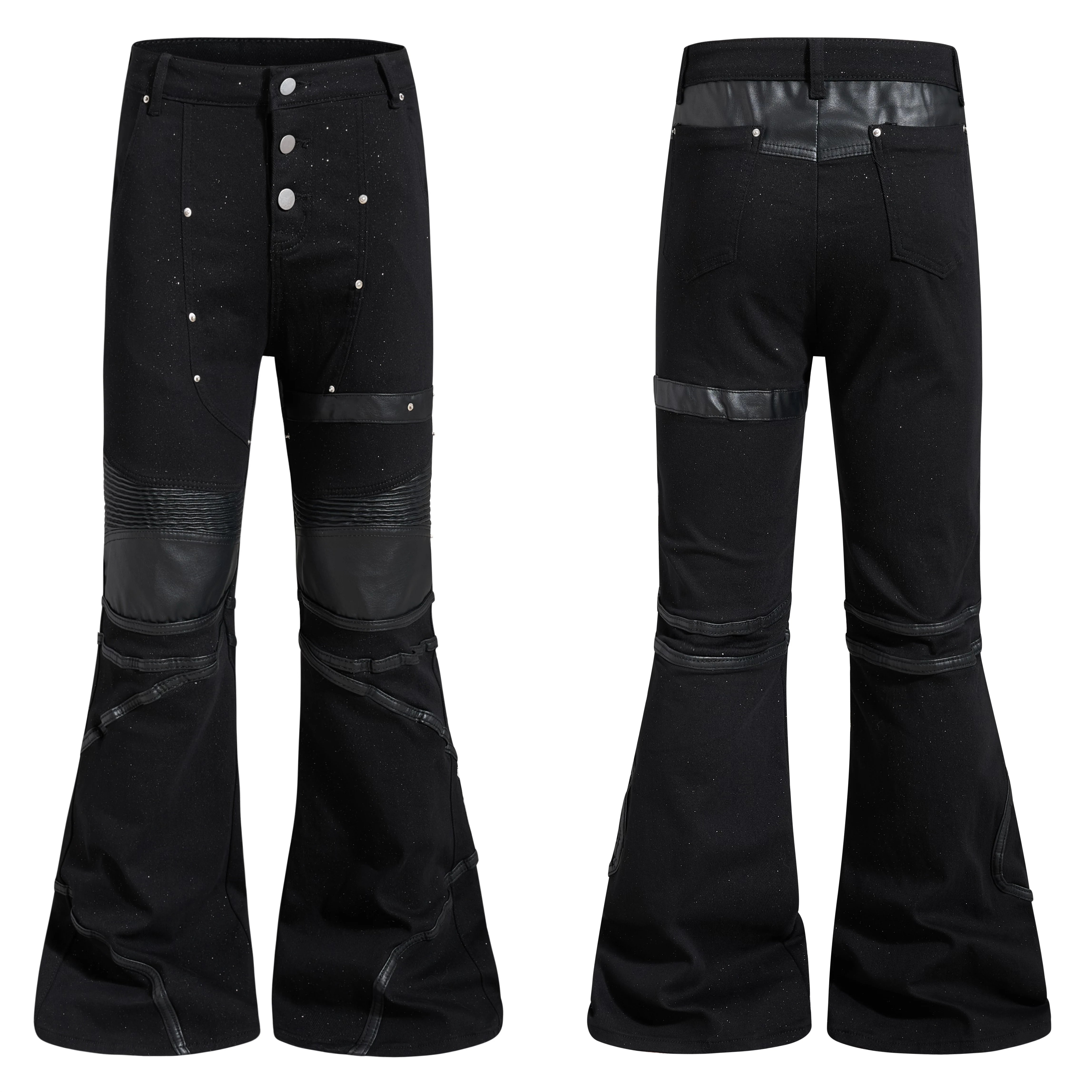NOMANIAI 3D-cut studded slim-fit slight-flare street-style jeans.