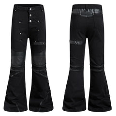 NOMANIAI 3D-cut studded slim-fit slight-flare street-style jeans.