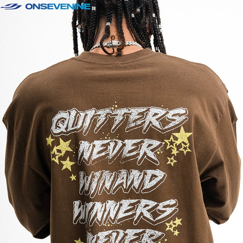 ONIVENINE American Street Loose Small Collar Cotton Long Sleeve T-shirt Men's and Women's Spring and Autumn Bottom Top Ins Trendy