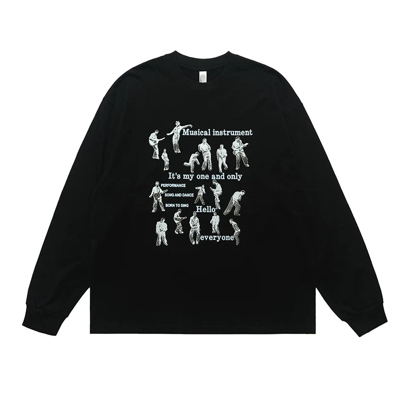 ONSEVENINE Original Fashion Brand Small Neckline 260g Heavy Weight Cotton Long Sleeve T-shirt Men's and Women's Autumn Backing Shirt China-Chic