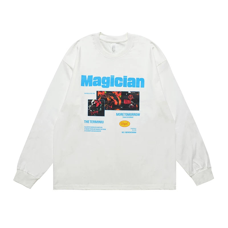 ONIVENINE American street heavyweight pure cotton small collar loose long sleeved T-shirt men's and women's spring and autumn top base