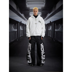 NOMANIAI Coated Loose-Fit Jeans with Large Letter Print.