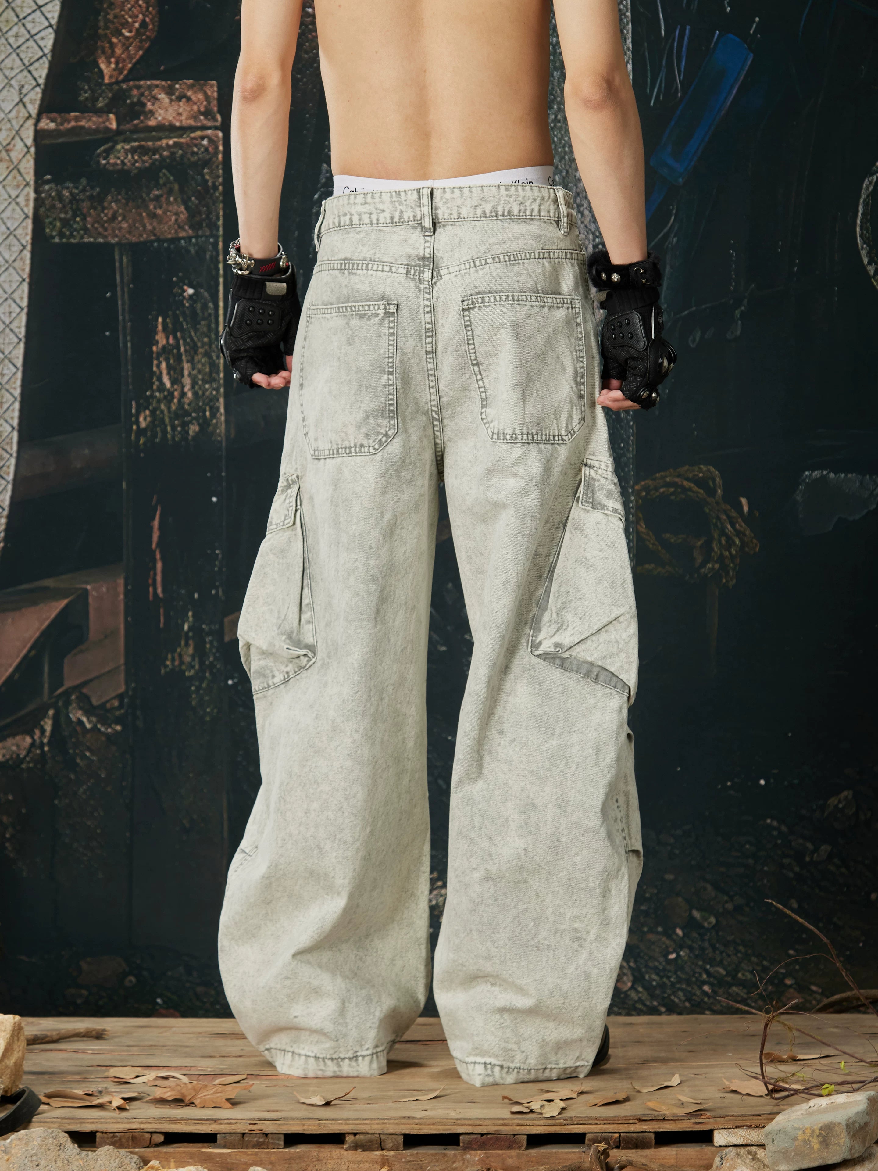 NOMANIAI Distressed Wide-Leg Jeans – Versatile Street Style.