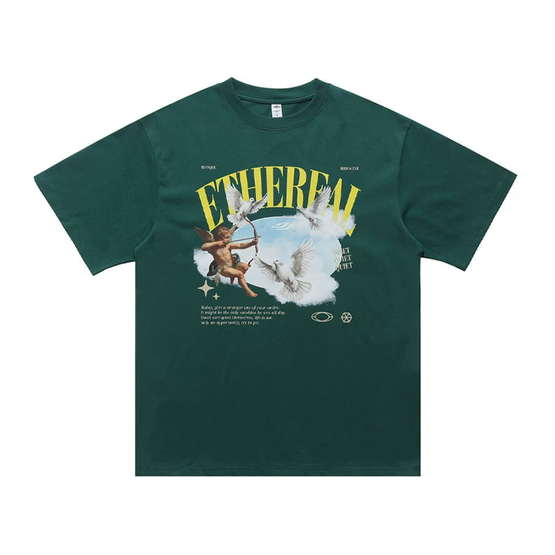ONS EVENT Original Trendy Brand American Street Small Collar 280g Hiphop Loose Street Dance Short sleeved T-shirt for Men