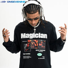 ONIVENINE American street heavyweight pure cotton small collar loose long sleeved T-shirt men's and women's spring and autumn top base