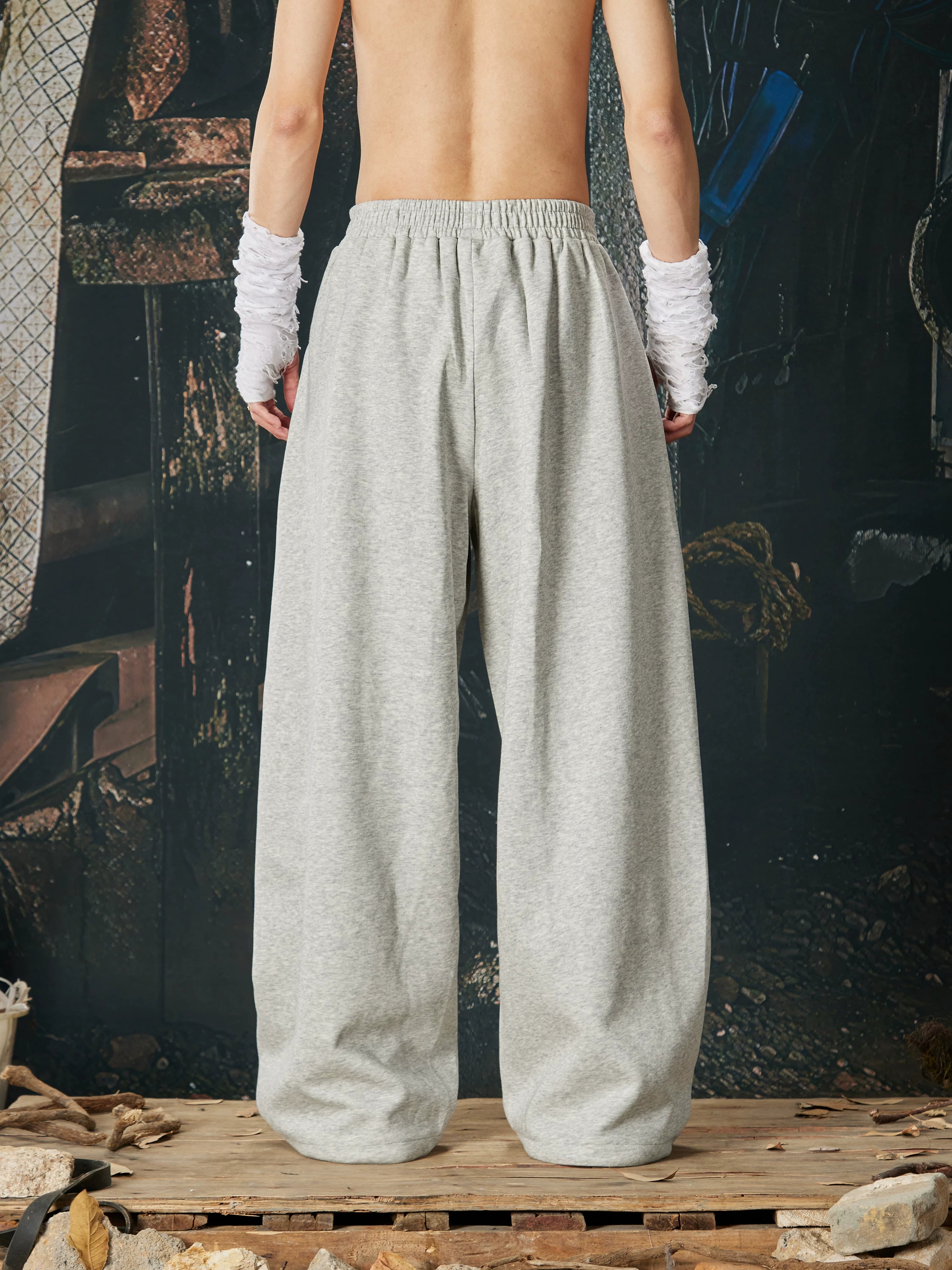 NOMANIAI  Y2K Graffiti-Print Casual Pants with Double-Layer Waistband and Three-Stripe Detail.
