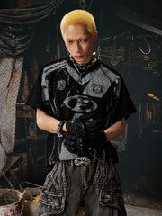 NOMANIAI Loose-fit short-sleeve tee with racing/motorcycle street style