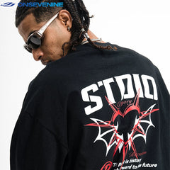 ONS EVENT Original Design Small Collar Heavy Cotton American Street Long Sleeve T-shirt Men's Autumn Top Primer
